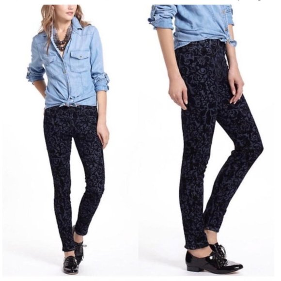 J Brand Pants - J Brand For Neiman Marcus Velvet Brocade Black Fleur Pants